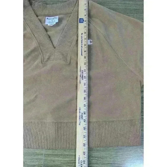 NWOT Champion SOFT Tan Oversized V-Neck Cropped Slouchy Sweater Size XL - Picture 5 of 6